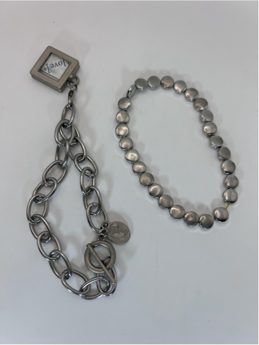 Stampin Up Bracelet Silver Tone Beaded Chain Charm Love Toggle Womens Jewelry - Picture 2 of 7